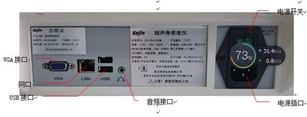 OSTEOKJ3000M、OSTEOKJ3000M+、OSTEOKJ3000S、OSTEOKJ3000S+型號骨密度儀接口示意圖